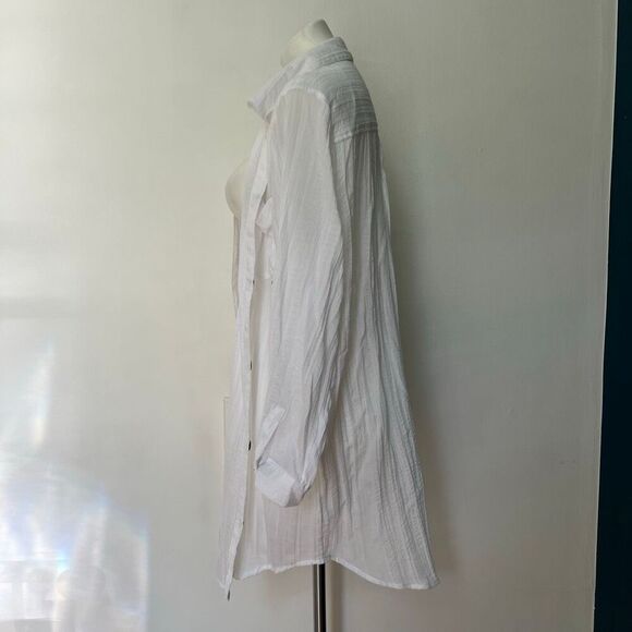 Mynah Lightweight white oversized button down beach cover - Picture 5 of 7